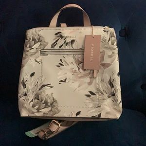 Floral Backpack, white and dusty rose